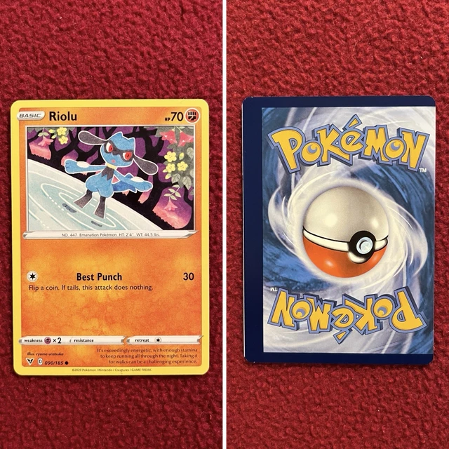 Pokemon Inverted Back POKEMON MISCUT ERROR Inverted Back Riolu Vivid Voltage 090/185 NM/MT ...