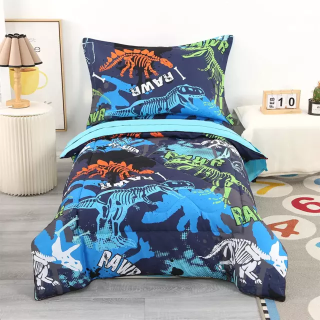 Juegos de cama de dinosaurio para niños y niñas, esqueleto de dinosaurio premium de 4 piezas