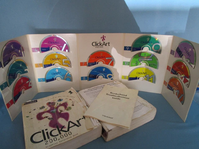Broderbund 200,000 CLICK ART pc cd image pack w/ reference BOOKS tested