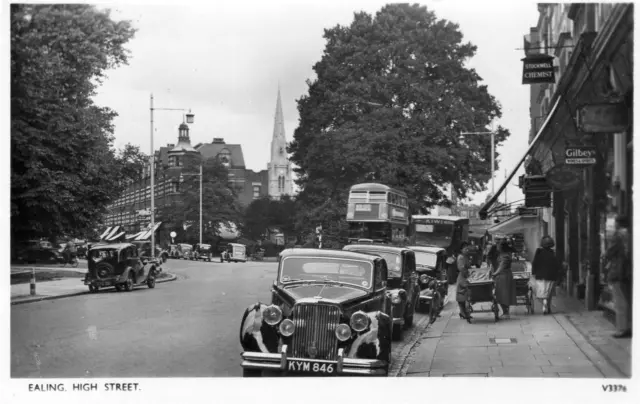 Ealing High Street Motor Car unused RP old PC Harvey Barton