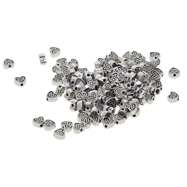 100 Stück tibetische Silberlegierung Herzform Spacer Perlen Charms DIY Schmuck