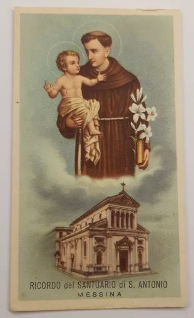 SANTINO EB San Antonio HOLY CARD Venerato nel Santuario di Messina Ediz. Eb Ele