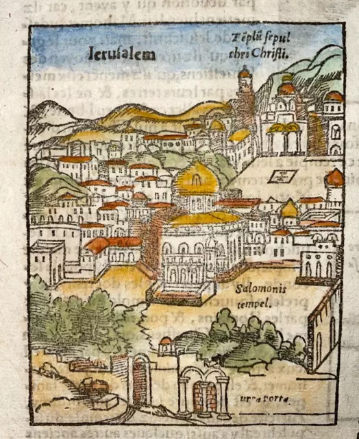 Jerusalem Holy Land 1568 Sebastian Munster Unusual Antique View 16Th Century