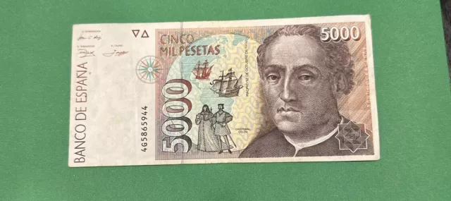 Christopher Columbus 1992 Spanish 5000 Pesetas Currency Spain Colon Banknote