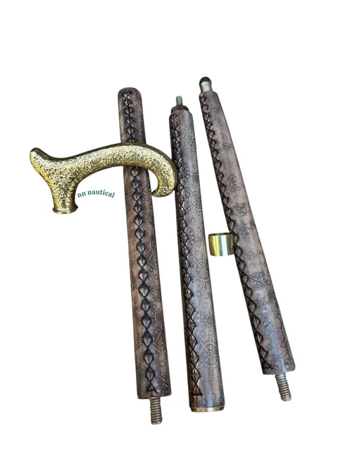Canne de chasse Fritzmann avec siège en cuir pliant et bâton de randonnée - SSS - Marron