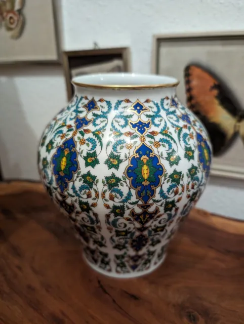 Hutschenreuther Porzellan Vase Stechpalme Art Deco Vintage 18cm Höhe Durchm.15cm