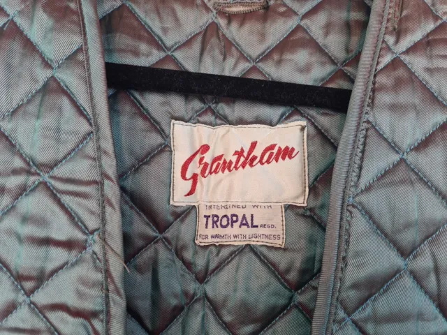 Vintage 1950s Grantham Green Gilet Womens Bodywarmer Large Tropal Quilted 2