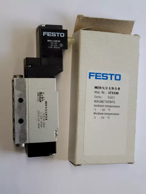 FESTO Meh-5/2-1/8-s-b 173130 Vanne Magnétique - Neuf / Ovp Worldwide Ship, Tva