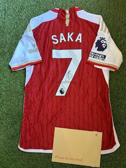 Bukayo Saka Hand Signed Arsenal home Shirt With COA GENUINE AUTOGRAPH