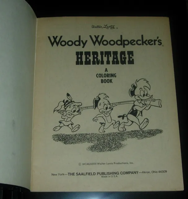 Walter Lantz  Woody Woodpecker's Heritage  Coloring Book  1973  Uncolored 3