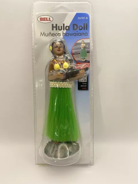 BELL AUTOMOTIVE - HULA Girl DOLL + Hawaiian Grass Skirt NEW Sealed 6" Dash MOUNT