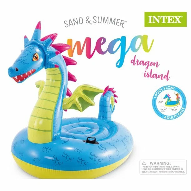INTEX INFLATABLE MEGA Dragon Island RideOn Pool Float BIG New RARE