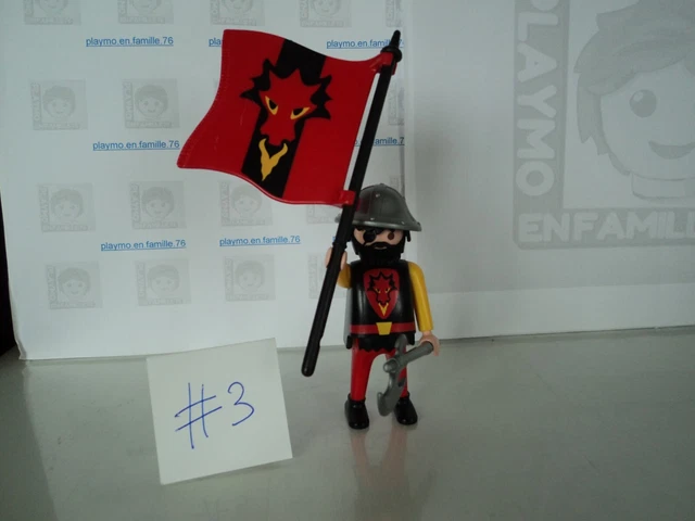 Lot Vintage Playmobil Médiéval Chevalier, Dragon Rouge, Chariot - Sets 3320, 3328