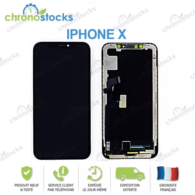 Ecran LCD vitre tactile pour Iphone X noir (France)