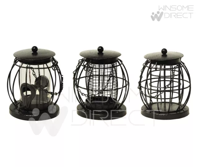 Metal Hanging Lantern Wild Bird Feeders Seeds Nuts Fat Balls Garden Cage Station