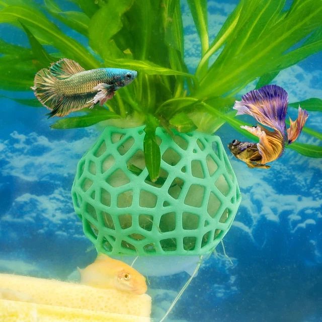 Aquarium Hang Plants Holder Cup Green Decoration Fish Tank Water Plastic Plant