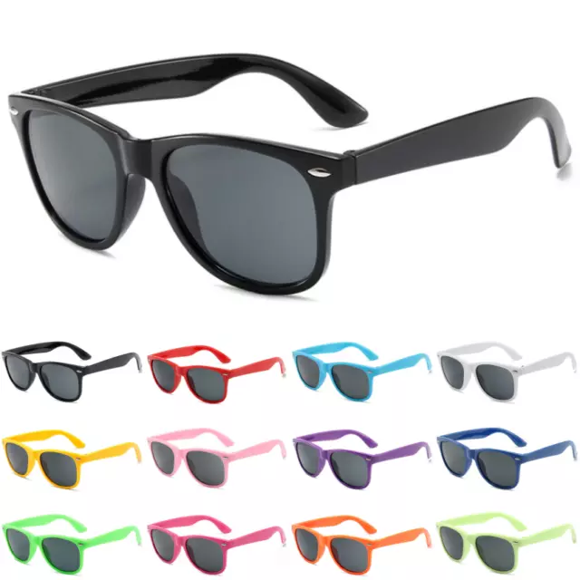 Classic Retro Sunglasses - Coloured Frame (Men's / Women's) - Black Lens Fashion