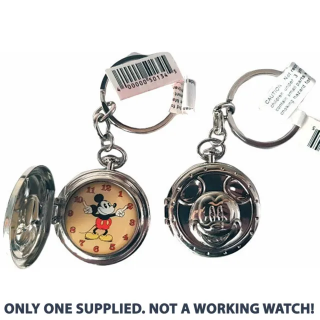 Disney Parks Mickey Mouse Pocket Watch Clock Keyring Vintage Disneyland Paris