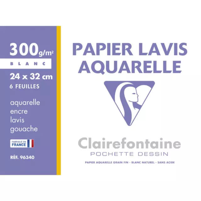 Zeichenpapier 'Lavis Aquarelle', 240 x 320 mm Clairefontaine 96340C (33296809634