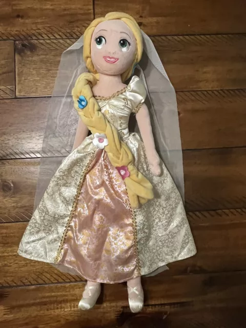 Disney Store Exclusive TANGLED EVER AFTER BRIDE Rapunzel Wedding Plush Doll Toy