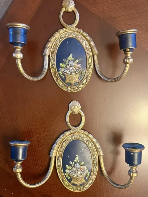 Pair of Antique Gilt Candelabra Wall Sconces