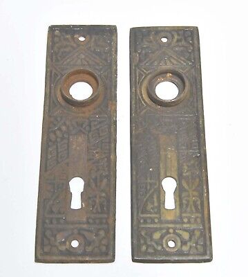 2 Matching Eastlake Style Vintage Door Knob Backplates