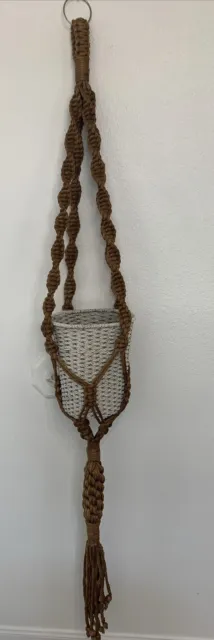 Vintage Large 6ftLong MACRAME  Jute Rope Plant Hanger Boho