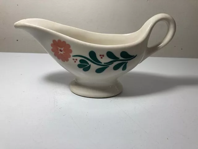 Syracuse China Restaurant Ware Gravy Boat Pink Green Floral  12-A
