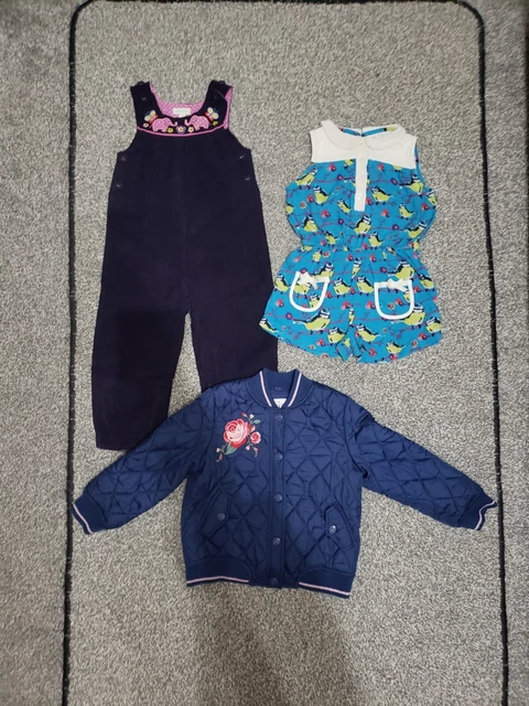 Girls Clothes Bundle Age 2-3 Jacket, Dungarees, Romper Suit, Jojo Maman Bebe VGC