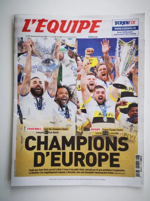 L'EQUIPE N°24760 - 29/05/2022 REAL MADRID "CHAMPIONS D'EUROPE" BENZEMA Collector