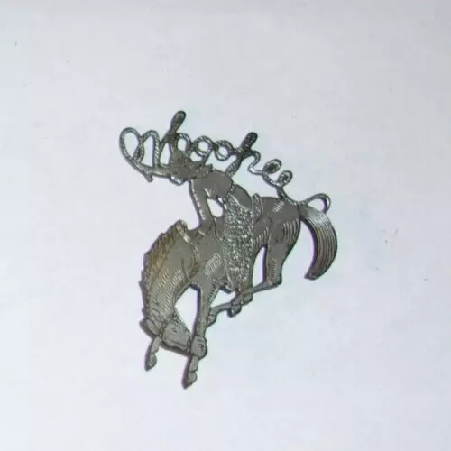 Vintage 1930's Bucking Bronco Metal Pin Cowboy's Lasso Spelling 'Whoopee'