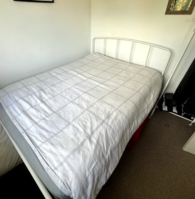 METAL BED FRAME, double, white, in good condition £15.00 PicClick UK