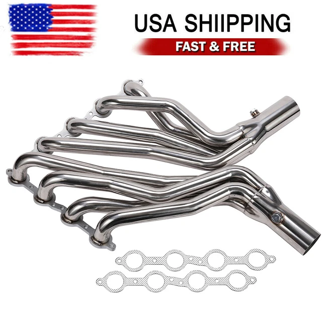 Long Tube Stainless Steel Headers w/ Gaskets for Chevy GMC 07-14 4.8 5.3 6.0 USA