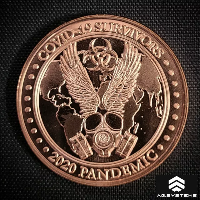 1oz C-19 SURVIVOR / 2020 PANDEMIC Copper Coin (AVDP) 999 fine Round USA