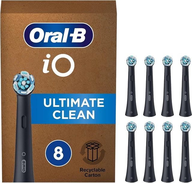 ORALB IO ULTIMATE Clean White Electric Toothbrush Head Pack of 8 Black