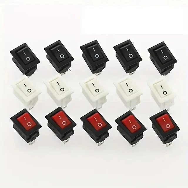 5 Interruttori A Bilico Per Pannello, ON-OFF, 2 Pin, 125V-250V, Foro 21x15mm