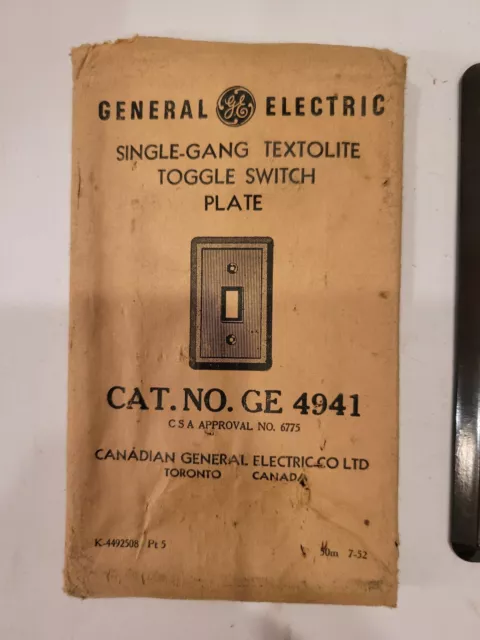 VINTAGE Single Gang Brown Toggle Light Switch Wall Plate Ribbed  NEW GE Canada 2