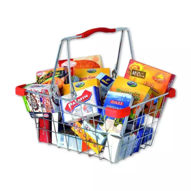 Tanner Kaufladen-Zubehör Metallkorb Einkaufskorb gefüllt Lebensmittel Korb OVP