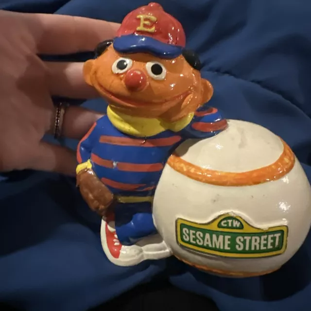 Muppets Ernie Baseball Piggy Coin Bank Sesame Street Gorham Vintage