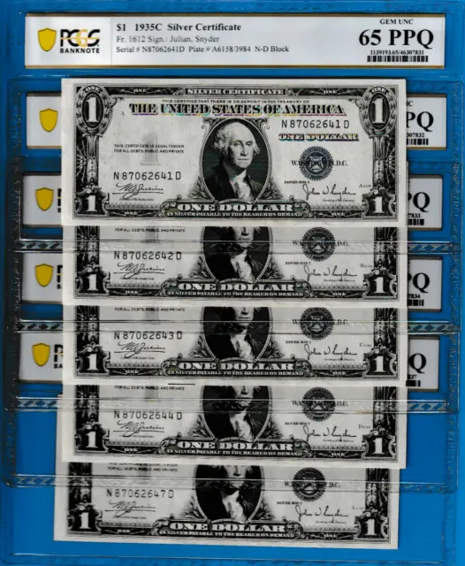 $1  1935 C  SILVER CERTIFICATE- BUY ONE NOTE OF 9 RUNS  87062641 Fr.1612 PCGS 65