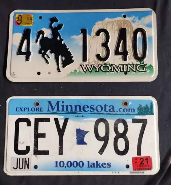 License Plate mixed lot of expired Wyoming and expired Minnesota - 4Display Only