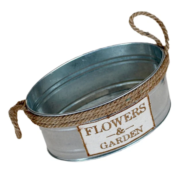 Rustic Iron Flower Bucket Metal Flower Pot Artificial Succulent