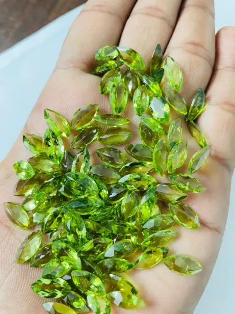Natural Green Peridot Marquise Shape Loose Gemstones Size 6x12mm A Quality
