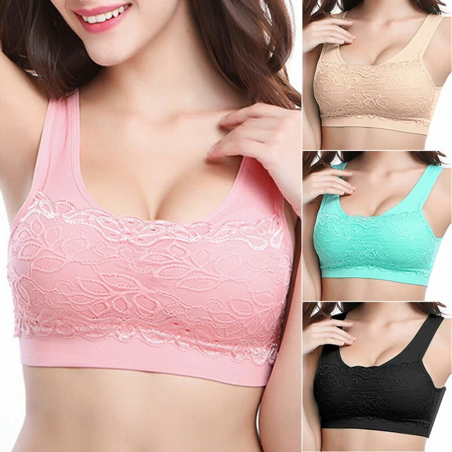 2x Damen Sport BH Bustier Push Up Spitze Unterwäsche Slim Fit Yoga Fitness Bra !
