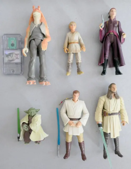 Lot figurine Star Wars Jedi Qui-Gon Jinn Obi-Wan Kenobi Anakin Skywalker Yoda