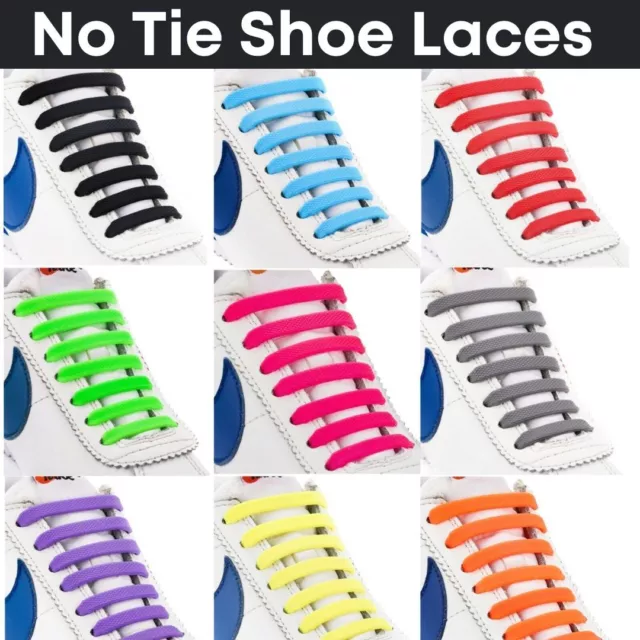 Elastic Shoe Laces No Tie Silicone Rubber Shoelaces trainers shoes Adults & Kids