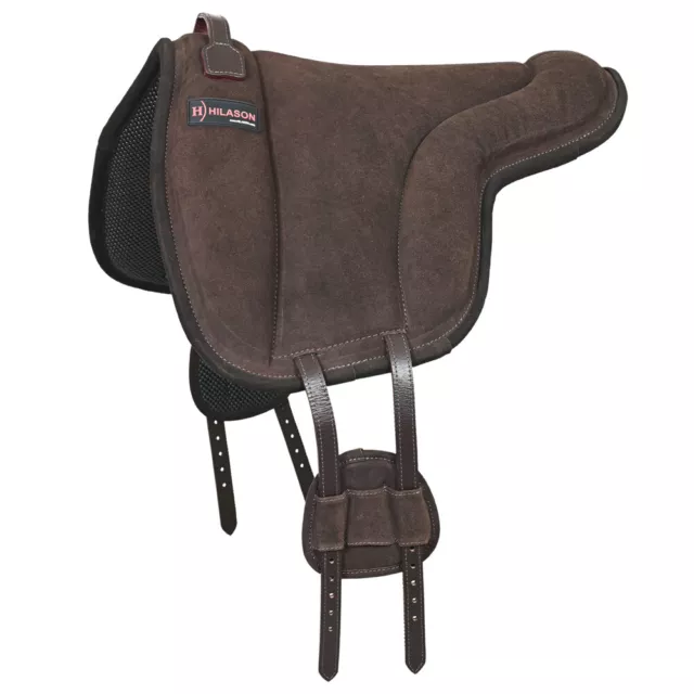 54HS Hilason Horse Bareback Saddle Pad Anti Slip Base Suede Leather Brown