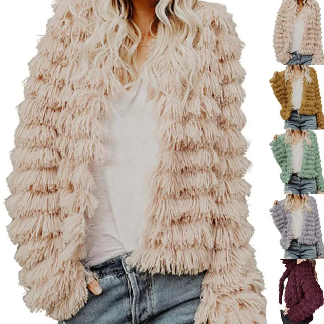 Manteau d'hiver en fausse fourrure curcuma veste cardigan ��l��gante pour femmes