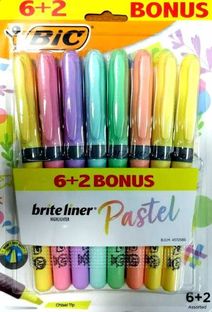 BIC Brite Liner Grip Highlighters Pastel Chisel Tip Assorted Colors