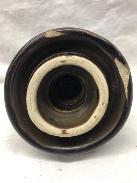 Vintage Brown Ceramic Porcelain Glazed Electric Insulator Two Toned Antique 3